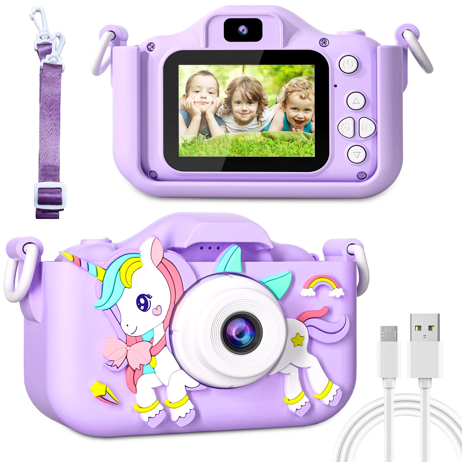 Kids Camera Toys Boys Girls Children Digital Camera with Silicone Cases Suitable Selfie 1080P HD Video Birthday Toy For Children