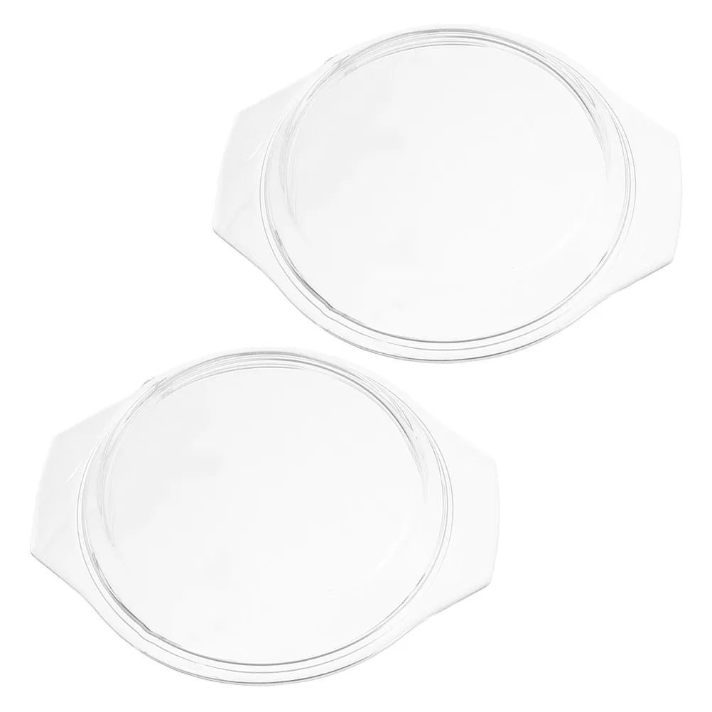 2Pcs Glass Microwave Splatter Cover Transparent Heat Resistant Plate Lid for Food Serving Dish Vegetable Fruit Microwave Plate