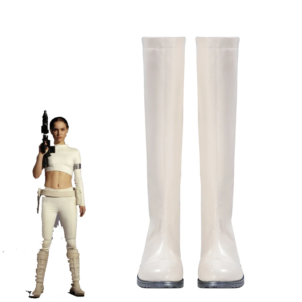 

SW Padmé Amidala Cosplay White Boots Woman's Cosplay Shoes Halloween Boots Accessory