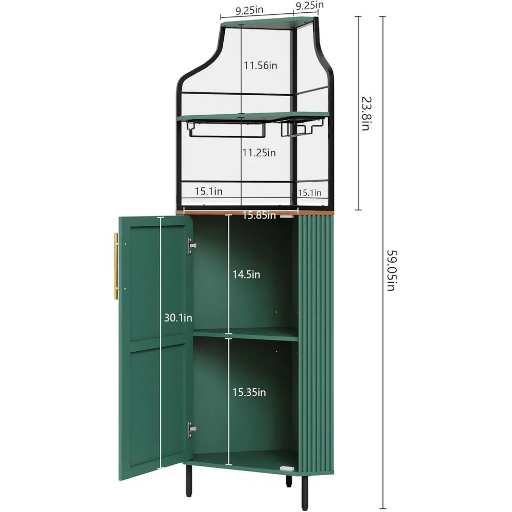 Bar Cabinet with LED Strip, 4-Tiers ern Coee Bar with Glass Holder, luted Tall Liquor Cabinet or Kitchen, Dining Room, Living Ro