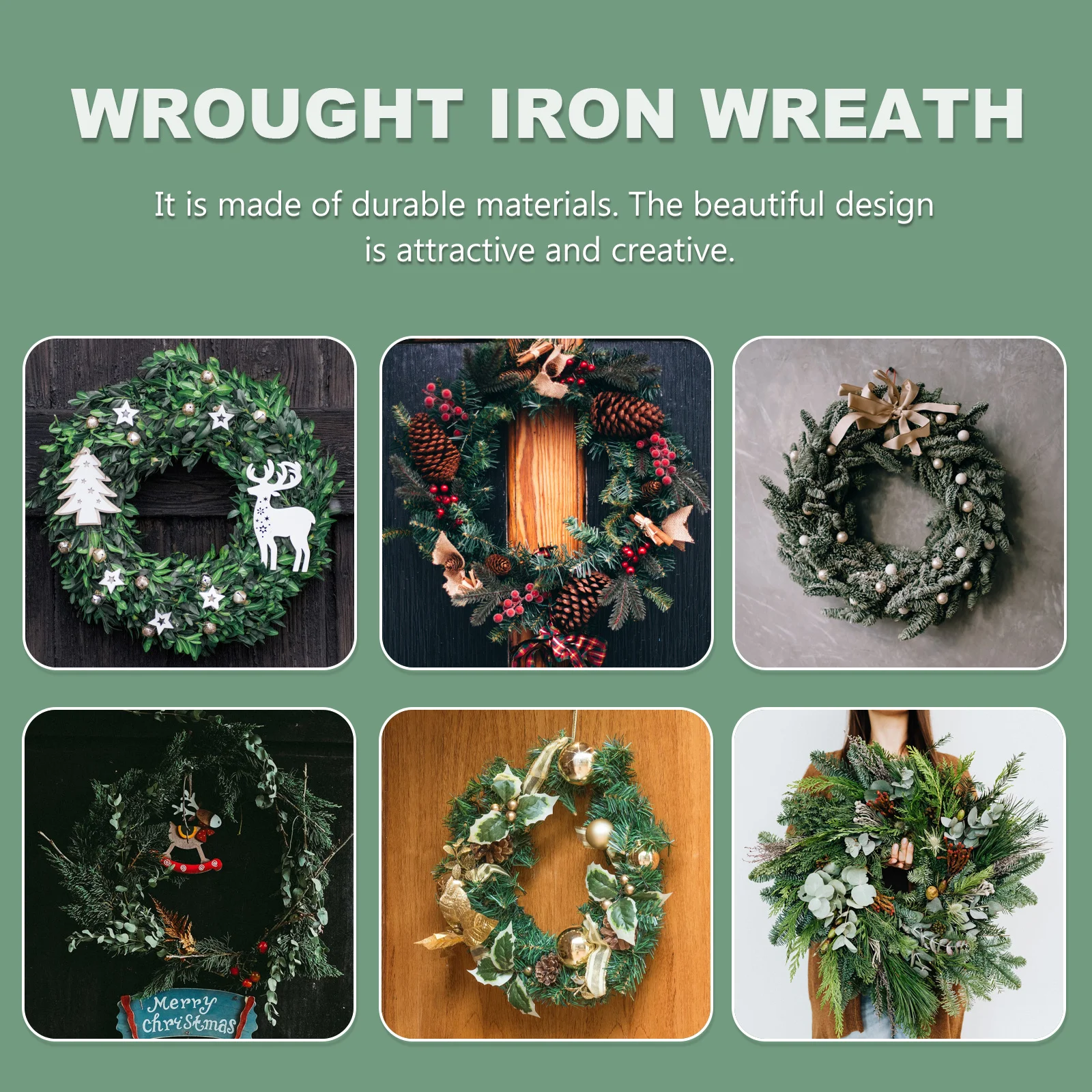 

2Pcs Iron Flower Wreath Loop Solid DIY Home Decor Garden Balcony Hanging Round Wreath Frame Decorative Loop