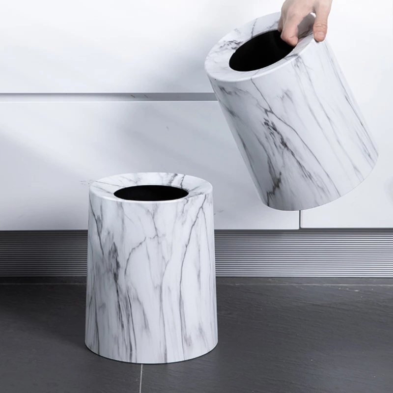 Light Luxury Lidless Hidden Garbage Bag Classification Conical Wastebasket Bedroom Bathroom Wood Grain Trash Can