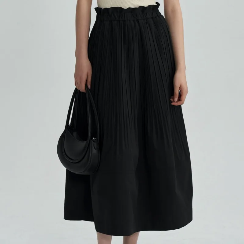 YFPF – jupe longue décontractée pour femmes, taille élastique, couleur unie, ligne A, ample, mode, vêtements polyvalents, nouvelle collection printemps 2026