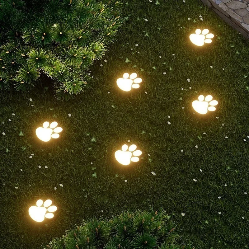 4PCS Solar Dog Paw Shaped LED Garden Light Waterproof Ground Insert Decorative Landscape Lawn Yard Path Step Lamp