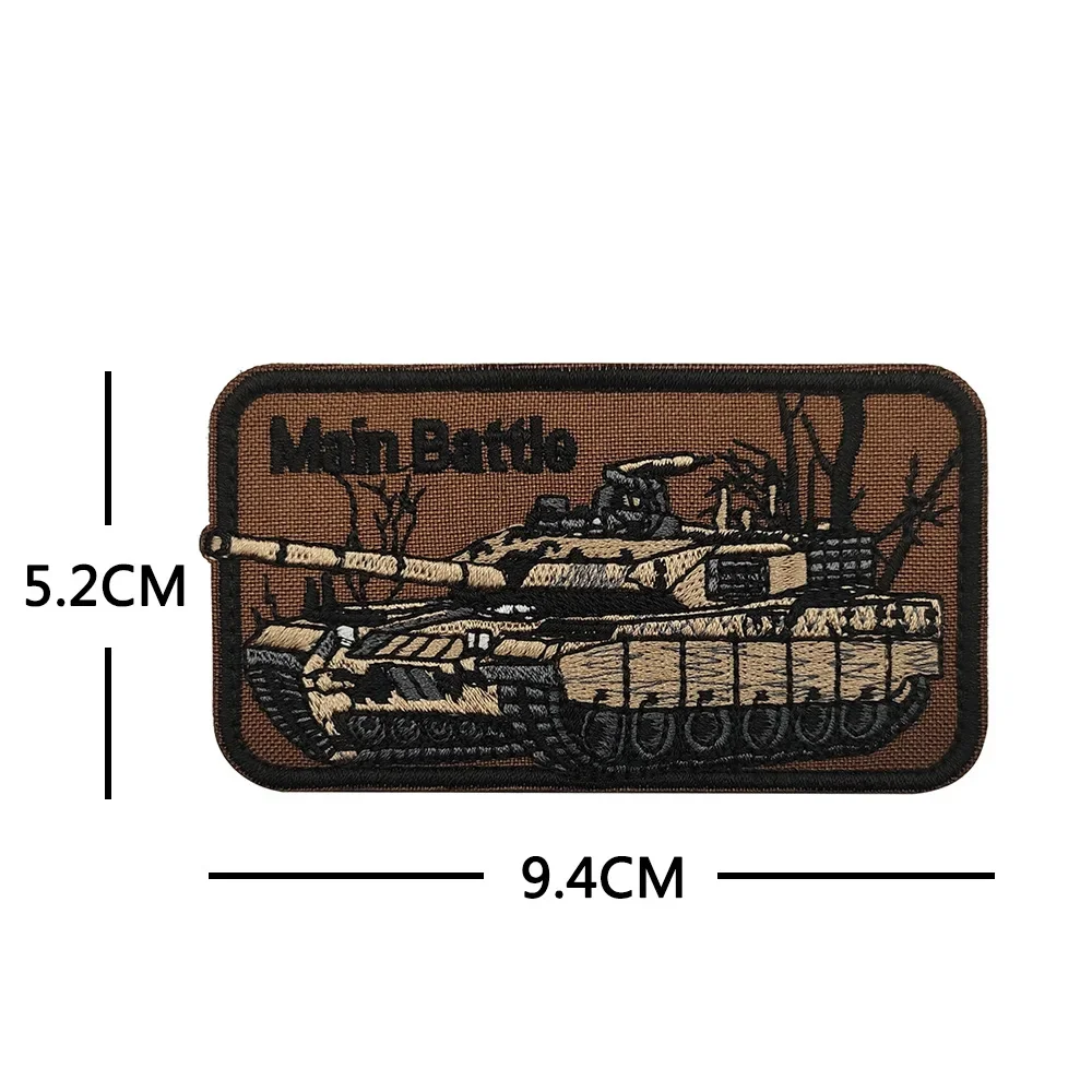 Taktischer Panzer-Aufnäher – Bradley/Abrams (USA), Leopard2 (DE), Merkava (IL), Armata (RU), VT (CN) – Klebender Magic-Tape, Braun-Grün – Detail 5