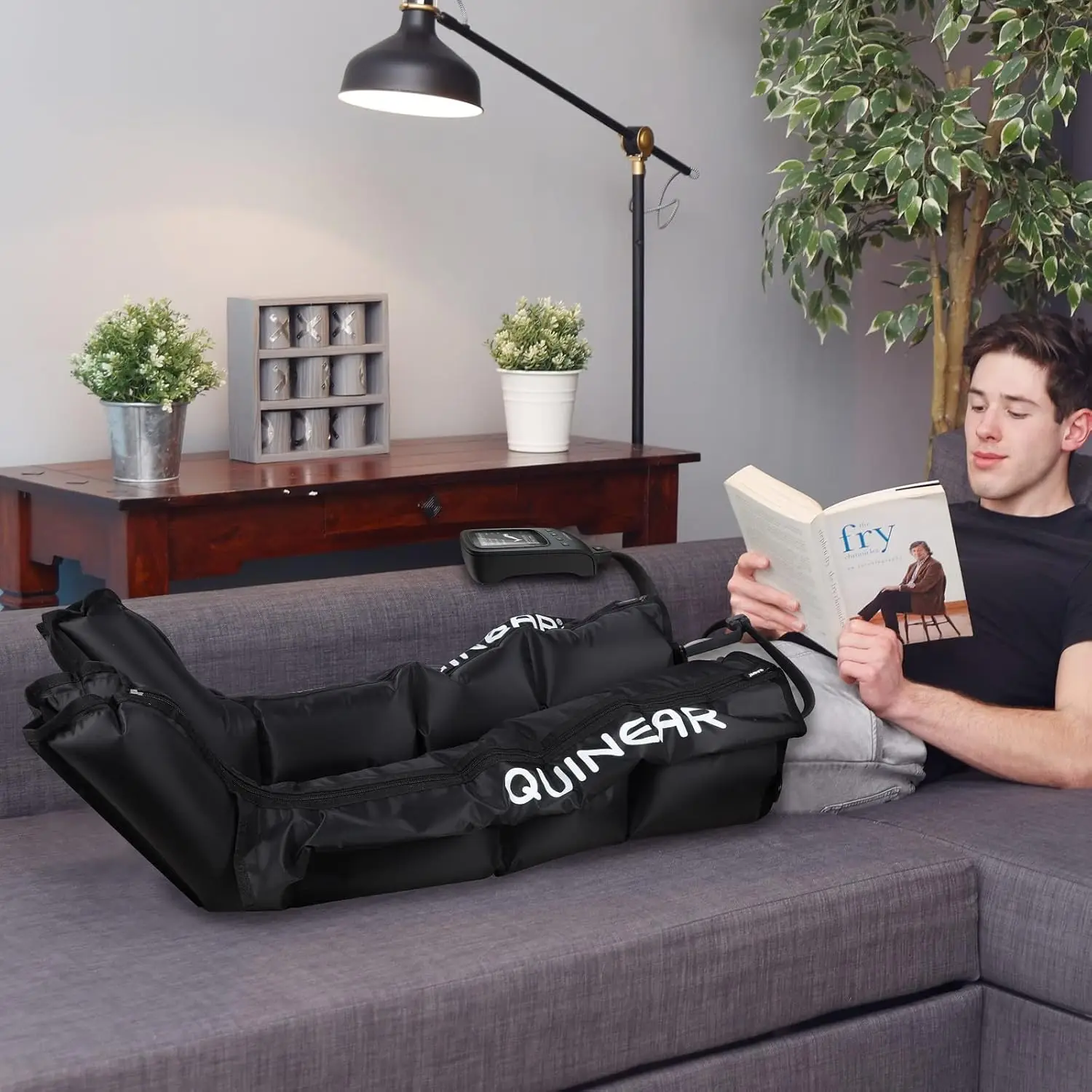 QUINEAR Professional Sequential Air Compression Therapy System for Improved Circulation and Massage - Foot and Leg Recovery