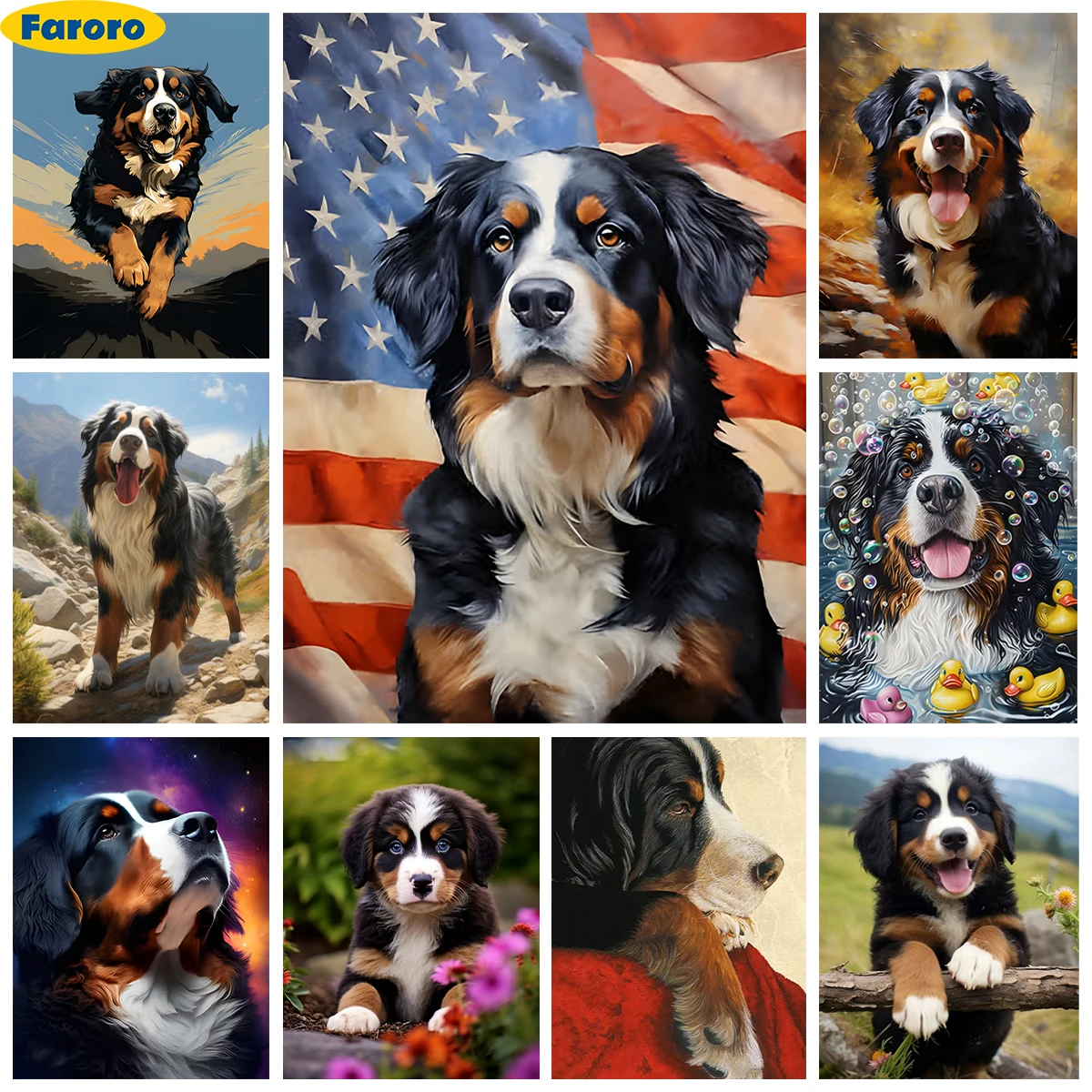 Bernese Mountain Dog DIY Diamond Painting Kit Swiss Large Pet Dog 5D Diamond Embroidery Crystal Cross Stitch Home Wall Art Decor