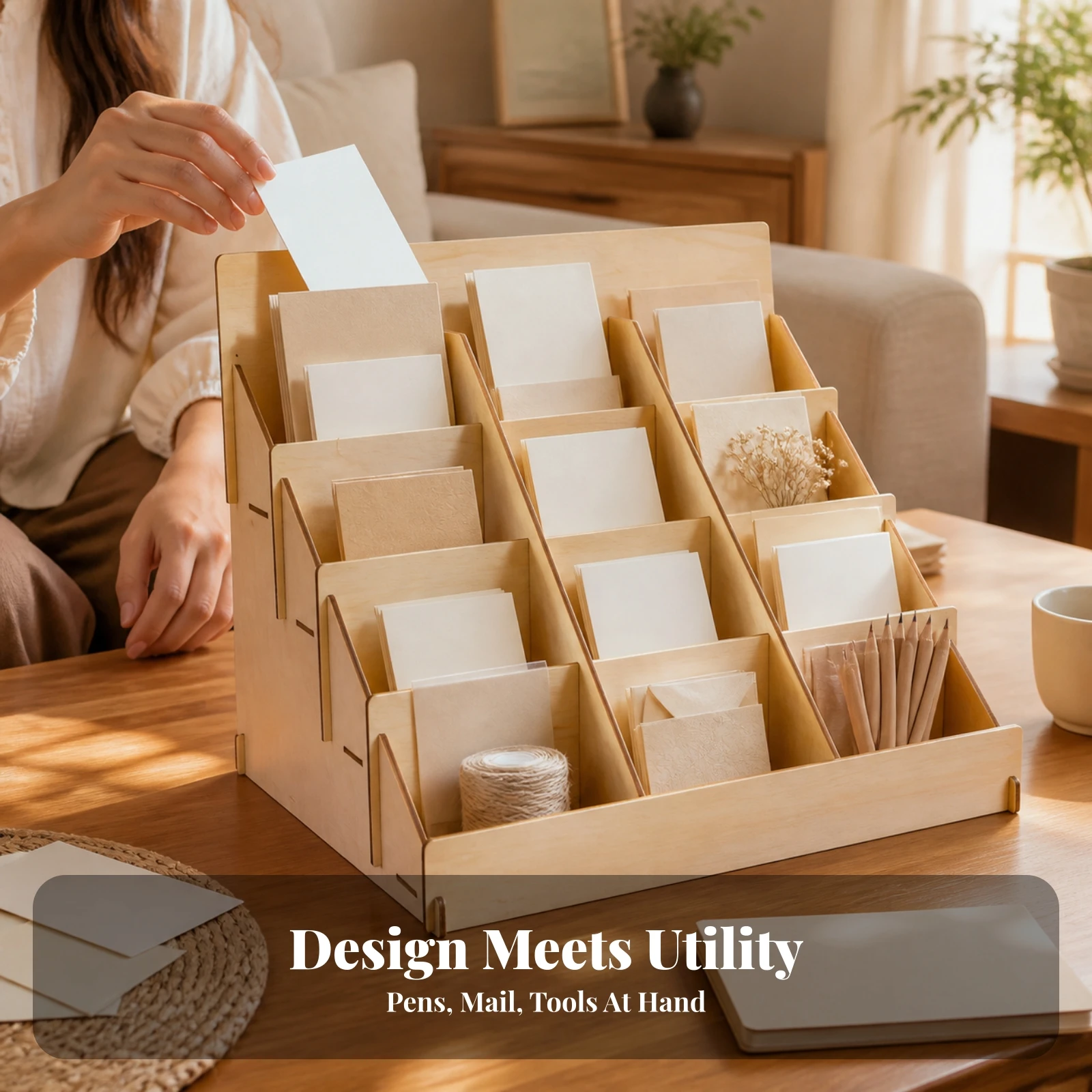 Card Display Rack Compact Wooden Display Rack with Tiers Brochure Holder Sturdy Desktop Organizer Versatile for Vendors