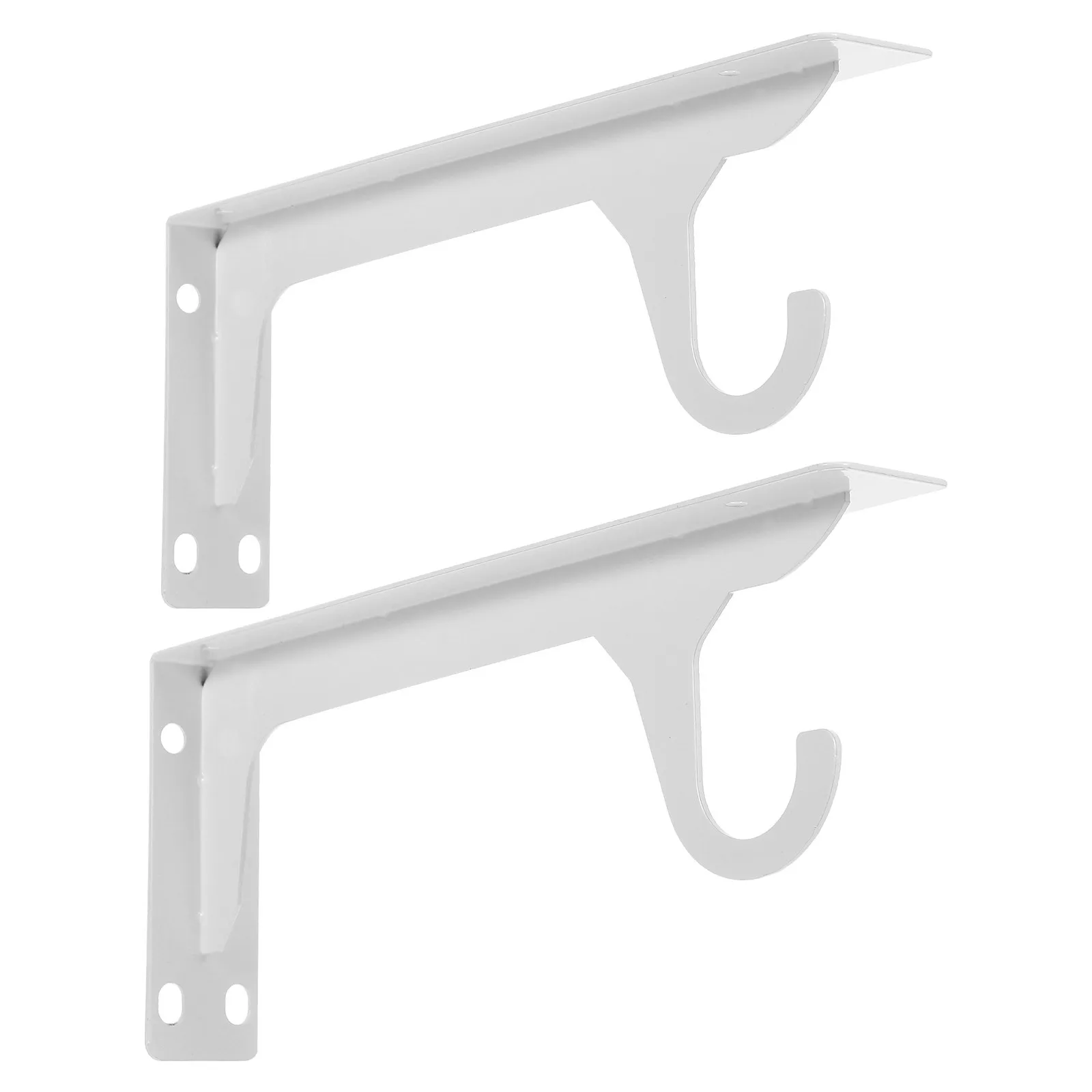 Closet Rod Brackets 2 Pack Heavy Duty Metal Wall Mounted Shelf Supports and Rod Holders Black