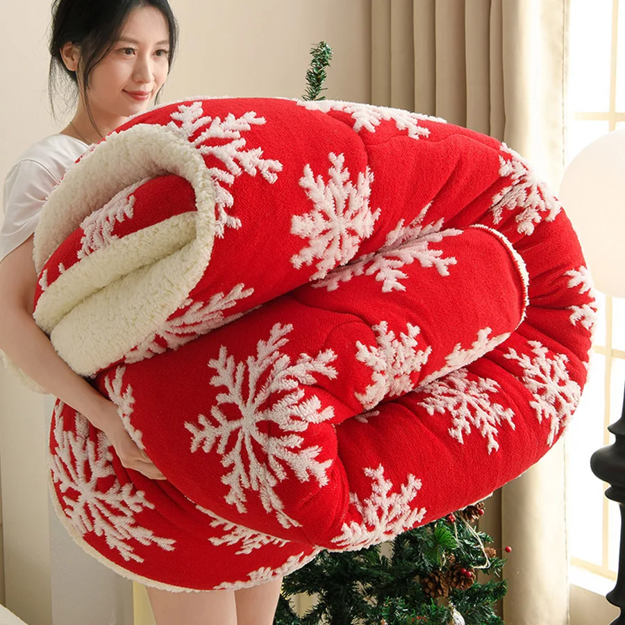 Christmas thick winter fleece blanket - artificial cashmere thick and warm blanket - lightweight, comfortable and warm snowflake