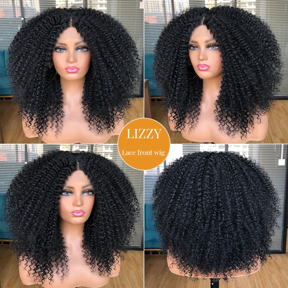 Curly Lace front Wigs for Black Women with Baby Hair 13x4x1 HD Short Curly Afro Wig Synthetic Natural Glueless Bob Wig