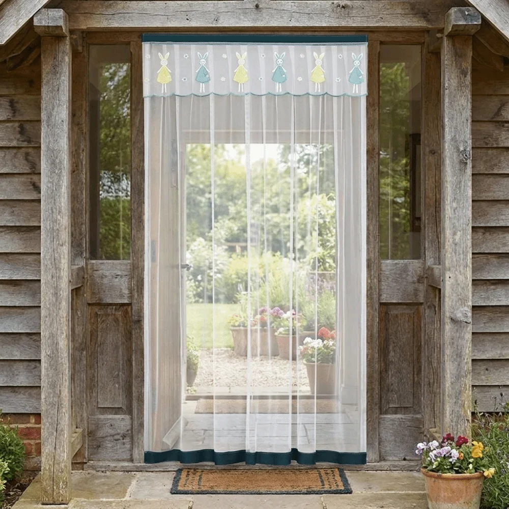 Self-adhesive Mosquito Proof Curtain No Punching Embroidered Screen Door Curtain Anti-mosquito Breathable Lace