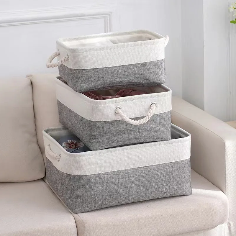 Cotton and Linen Foldable Storage Basket for Sorting and Organizing Miscellaneous Items Storage Baskets Woven Basket