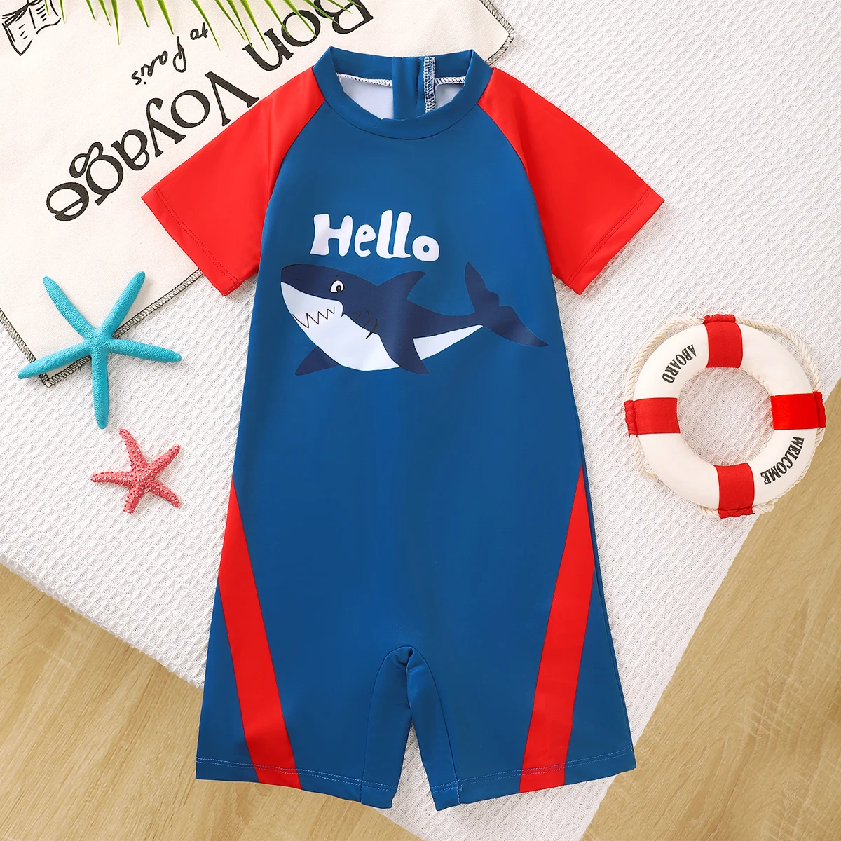 

Комбинезон-комбинезон с короткими рукавами для маленьких мальчиков, цветной купальник с буквенным принтом, детский купальник, костюм для бассейна для малышей, одежда для маленьких мальчиков