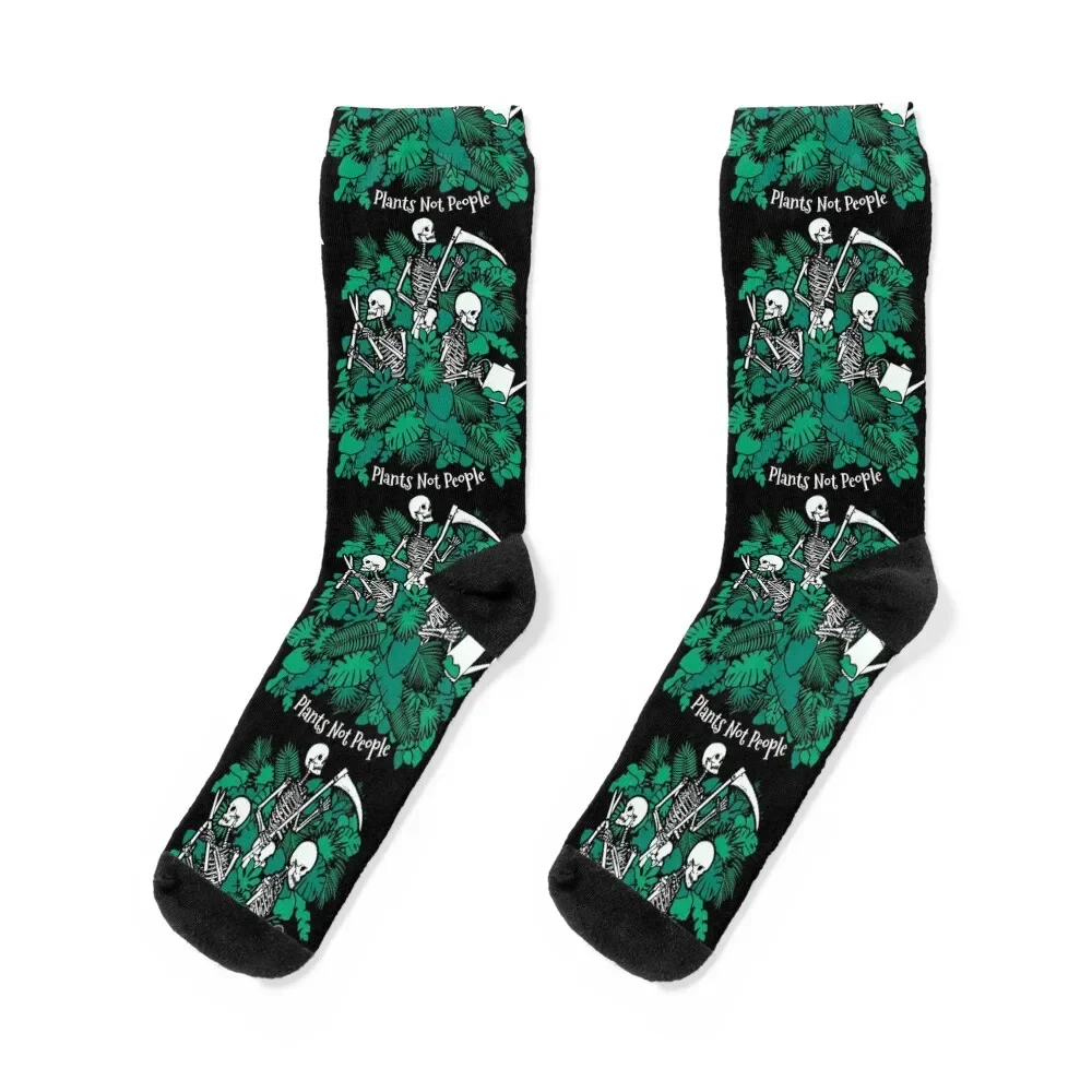 

Plants Not People Introvert Goth Gardener Skeleton Halloween Socks christmass gift summer Men's Socks Luxury Women's