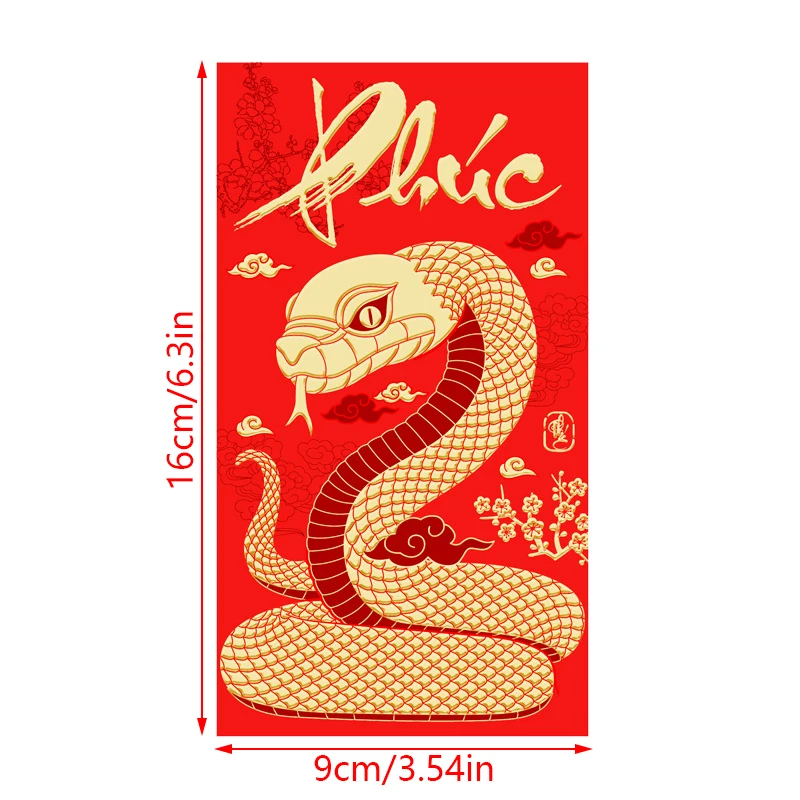 6Pcs Short Year Of The Snake Spring Festival Red Envelope Gift Chinese Money Envelopes 2025 Paper Fengshui Hongbao Pockets