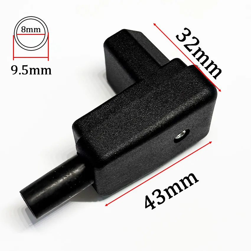 90 Degree Black Elbow C13 Rewirable Female Socket, 10A 250V Copper Terminal, DIY Wiring AC Power Connector