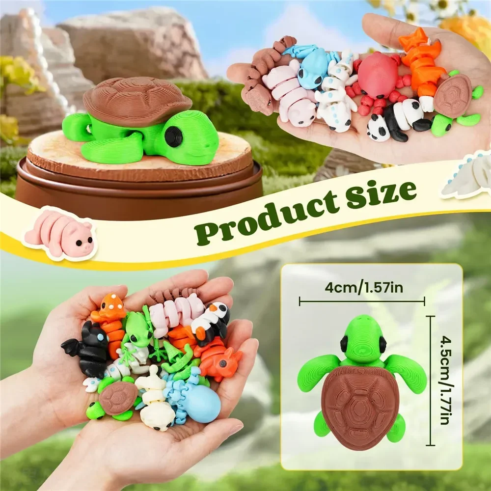 3D Printed Model 21 Pieces Random Cute Animal Figurines Children's Birthday Gift Boys Girls Party Animal Figurines