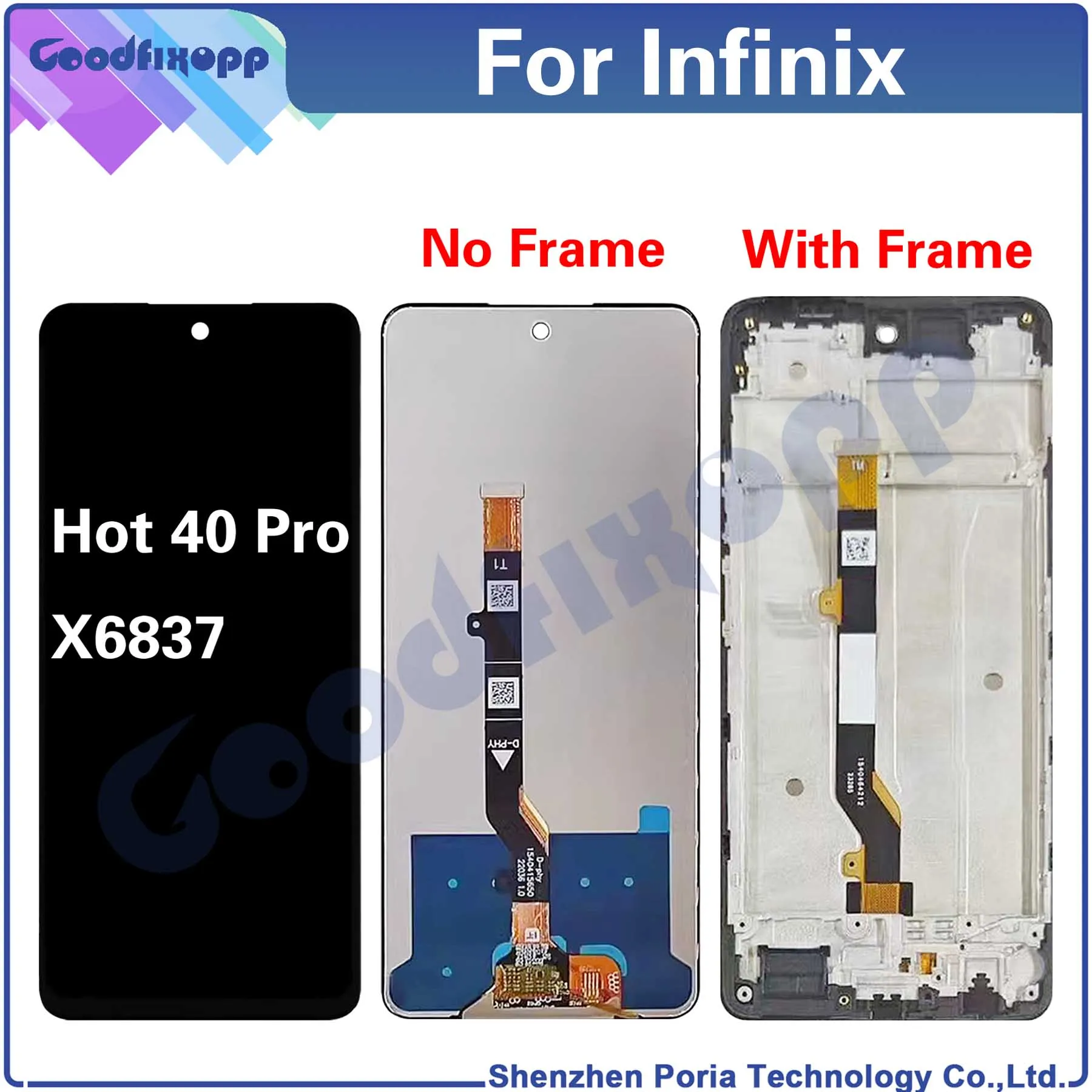 For Infinix Hot 40 Pro X6837 LCD Display Touch Screen Digitizer Assembly For 40Pro Repair Parts Replacement