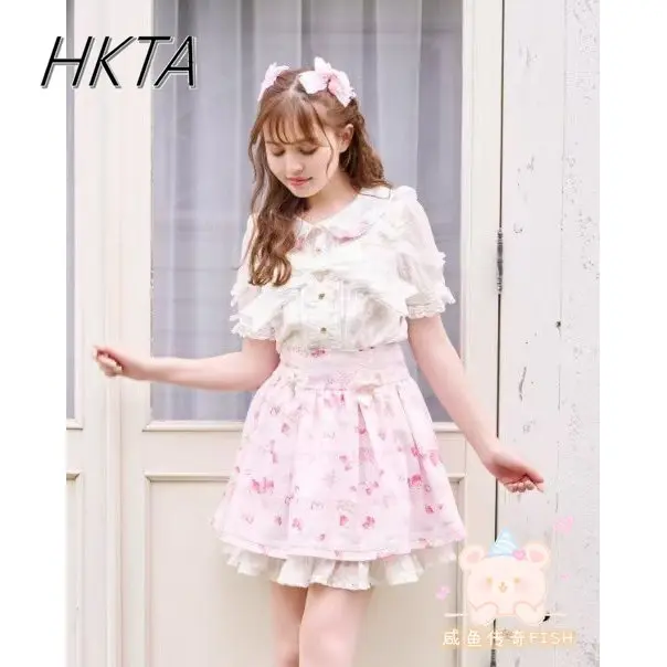 

Liz Blouse Women Girls Lolita Summer New Japanese Mine Sweet Strawberry Embroidered Cute Short Sleeve Shirt Tops Blusa Mujer