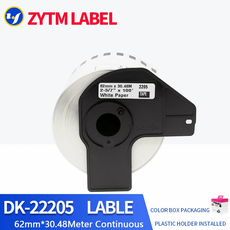 10 Rolls Brother Compatible DK-22205/DK-44605 Label 62mm*30.48M Continuous for Thermal Printer QL-700/QL-800/QL-1100/QL-1110NWB