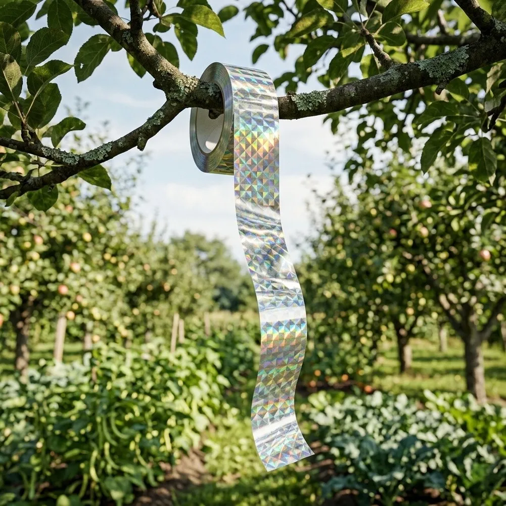 50m Bird Scare Tape Dual-Sided Reflective Construction for Humane Avian Deterrence in Open Field and Enclosed Grow Settings