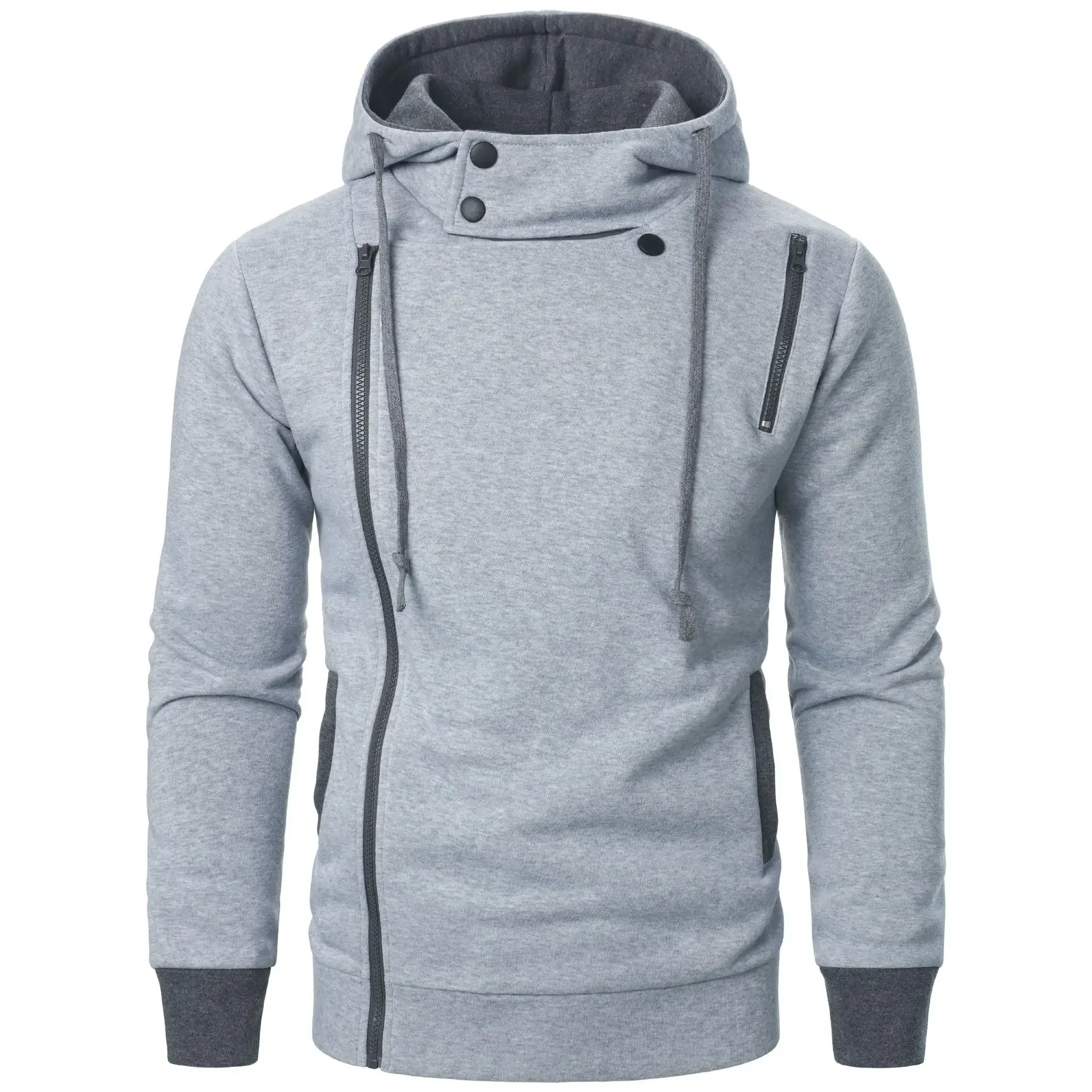 Men's Jacket Fashionable Casual Hooded Cardigan Sweatshirt New Jacket Men's Side Pull Hooded Sweatshirt