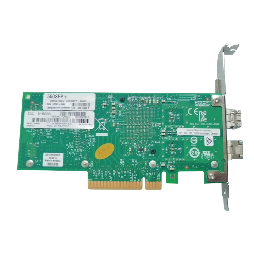 Original 560SFP 10GB Dual Port Fiber Optic Network Card 665249-B21 669279-001 665247-001 NC560SFP+ 10G DUAL PORT ADAPTER Card