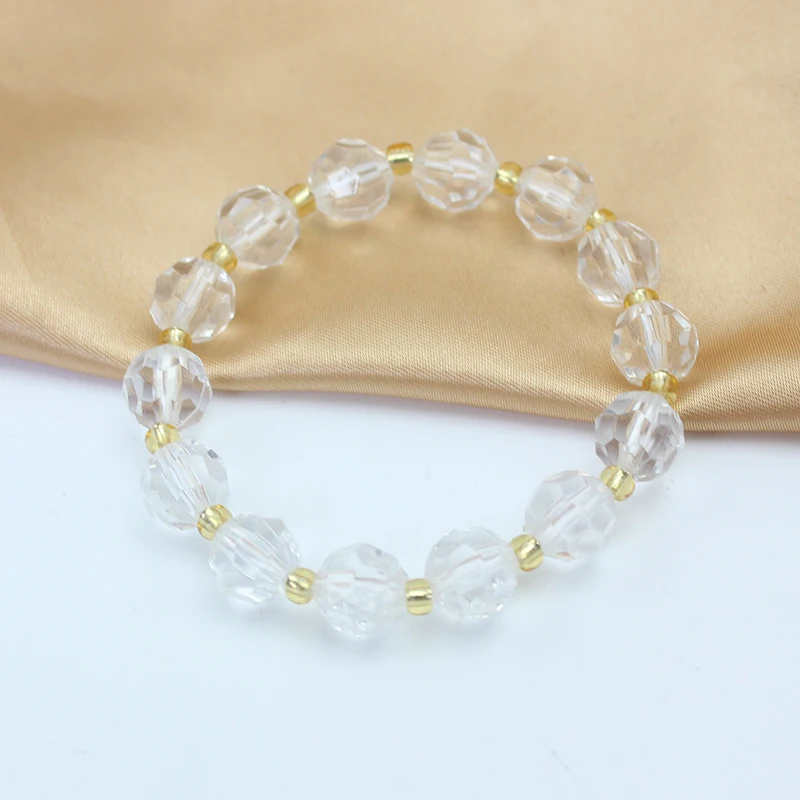 New Trend Transparent 10mm Crystal Beads Random Elasticity Glass Beed Bracelet Spacer Charm Jewelry Girl Gift