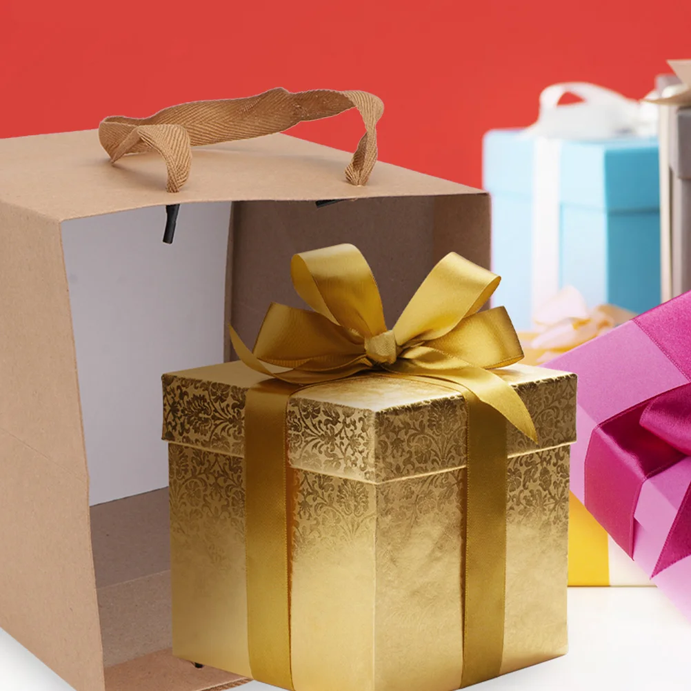 

6pcs Kraft Paper Bag Thickened Brown Gift Wrapping Pouch For Flower Bonsai Cake Take-Out Packaging Present Storage Pouch