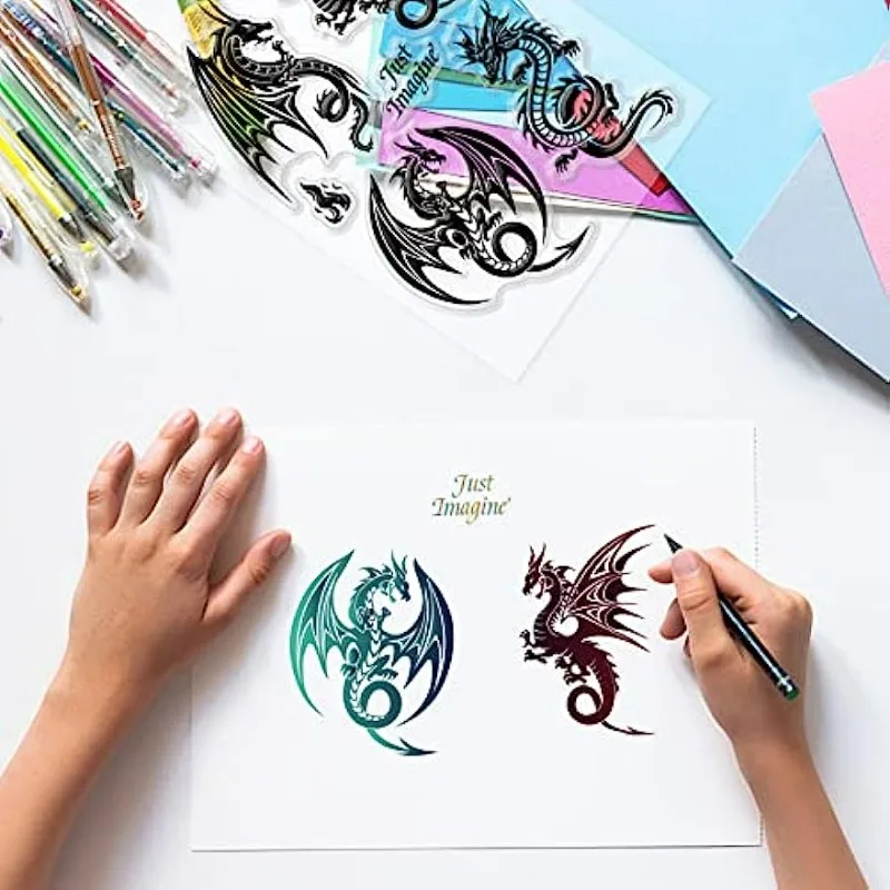 Dragon Silicone Clear Stamp Oriental Style Transparent Silicone Stamp Tree Dragon Rubber Stamp for Scrapbook Card Making