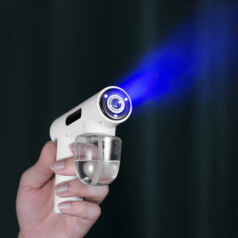 Portable Handheld Electric Humidification Spray Gun Household Travel Supplies Atomised Blue Light Rechargeable Disinfection Gun