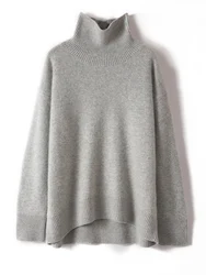 Maglione spesso 100% Cashmere di alta qualità per l'inverno Pullover dolcevita allentato Casual maglieria in Cashmere top alla moda in stile coreano