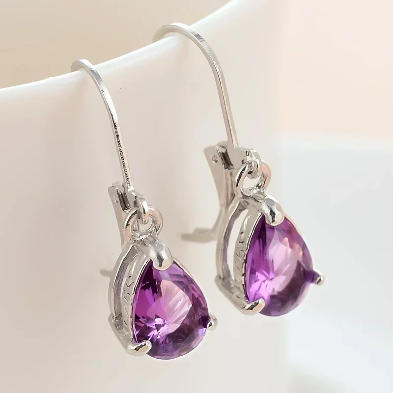 Delysia King Ladies Elegant Temperament Cubic Zircon Crystal Earrings Trendy Versatile Water Drop Ear Dangler Birthday Present