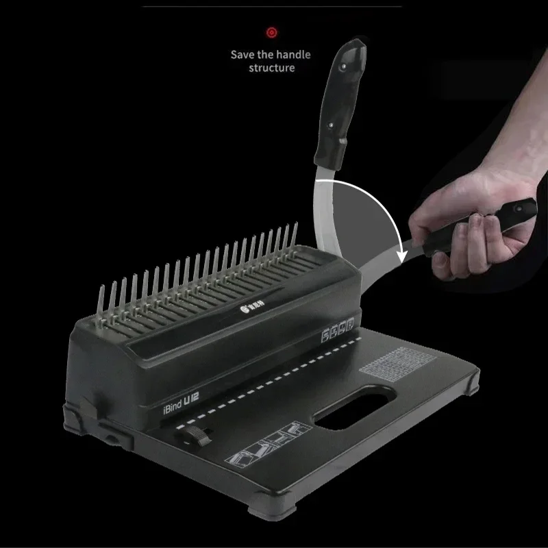 ماكينة تجليد المشط U12 مشبك حلقة مطاطي يدوي 21 فتحة ماكينة تجليد المستندات الورقية A4 ماكينة تثقيب القسيمة ماكينة تجليد #3