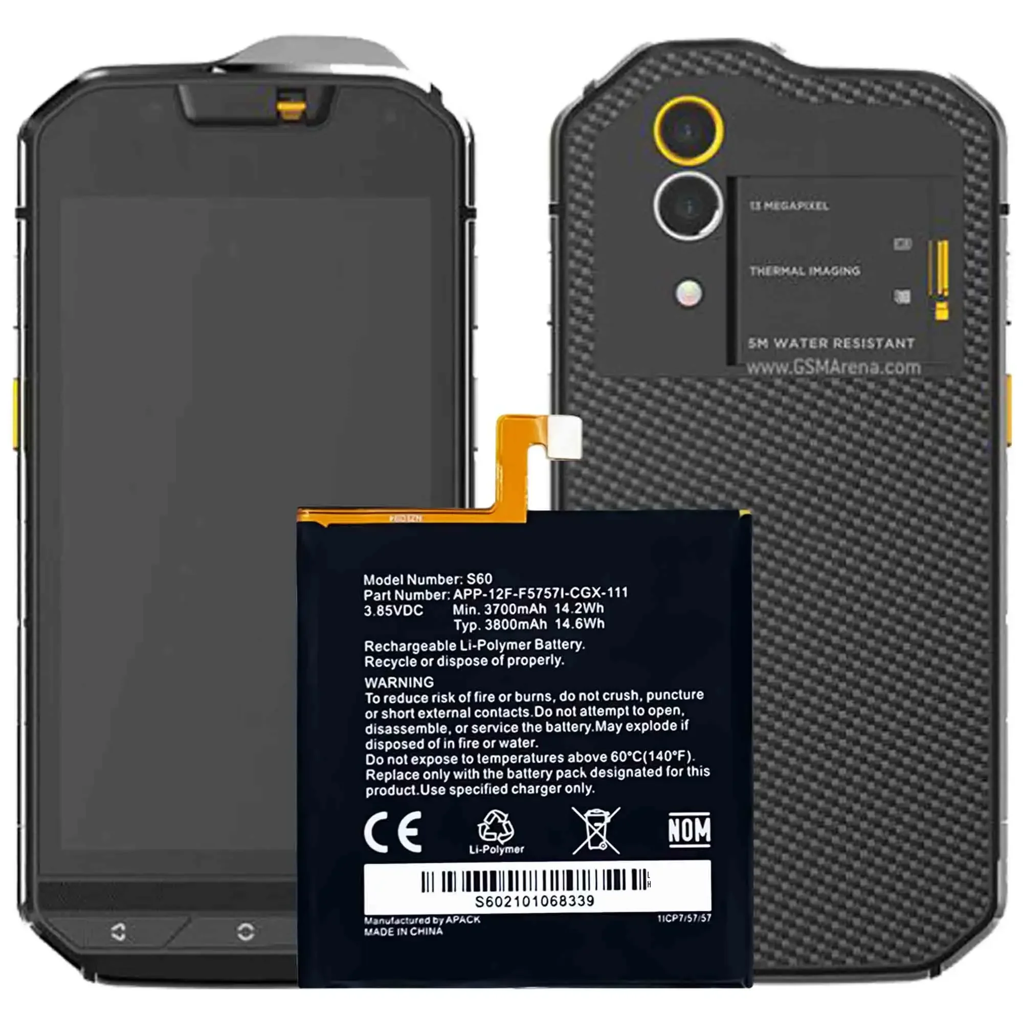 100% Original Replacement Battery For Caterpillar Cat  S60 CUBA-BL00-S50-000 458002-S40 APP-12F-F57571-CGX-111 BATTERY