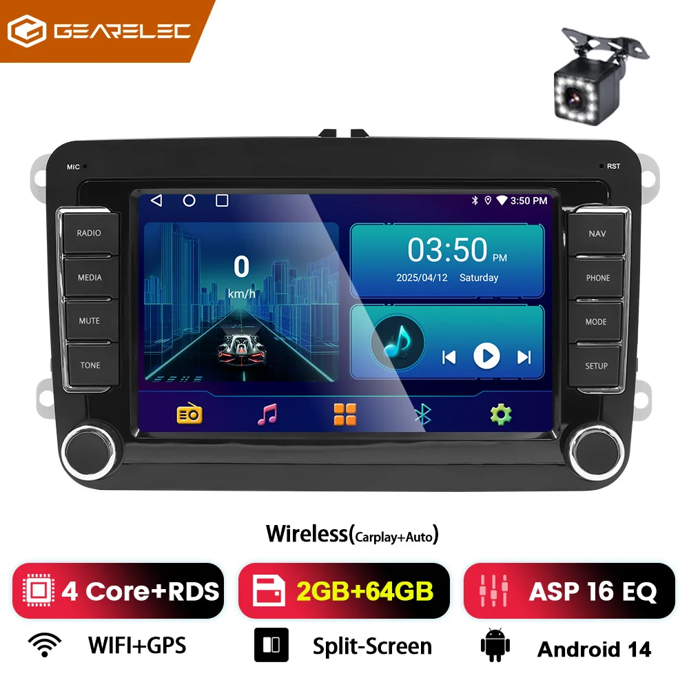 Autoradio Voor VW Passat MK5 MK6 Jetta Golf tiguan 2 Din Android 13 Autoradio 2din Auto Multimedia Speler GPS Radio WiFi AUX-in