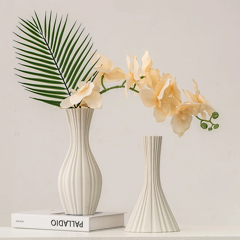 Nordic Ceramic Flower Ware, Home Dining Table Living Room Bedroom, Office, Tabletop Decoration, Plain Fired Minimalist Vase, 1Pc