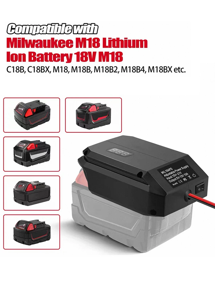 

For Makita/Dewalt/Milwaukee/Bosch 18V to 12V Step Down Converter Cigarette Lighter Adapter Power Wheel Adapter Car Refrigerator