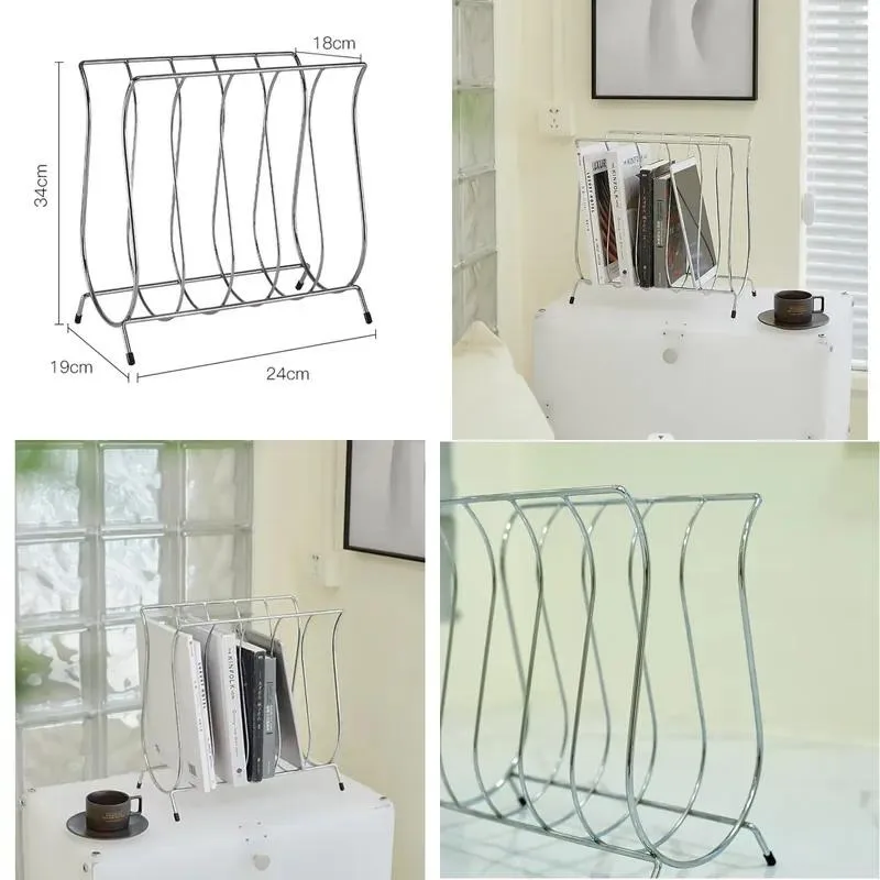Independent Decorative Metal Wire Newspaper Magazine Shelf Display Stand