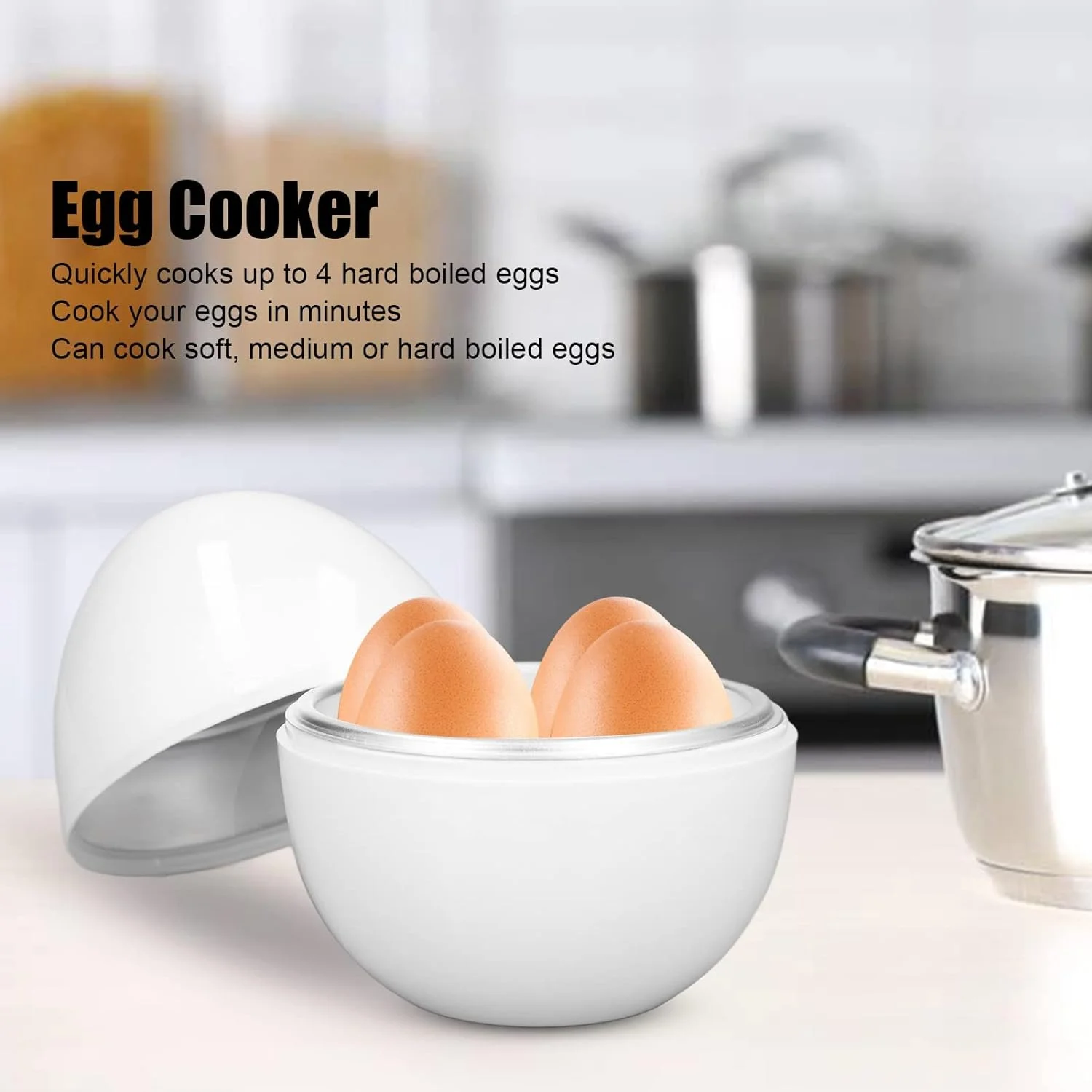 Egg Cooker, 4 Egg Capacity  Egg Cooker Small Microwave Egg Cooker Hard Boiled Egg Cooker Shakers for Hard Boiled Eggs, Poached E