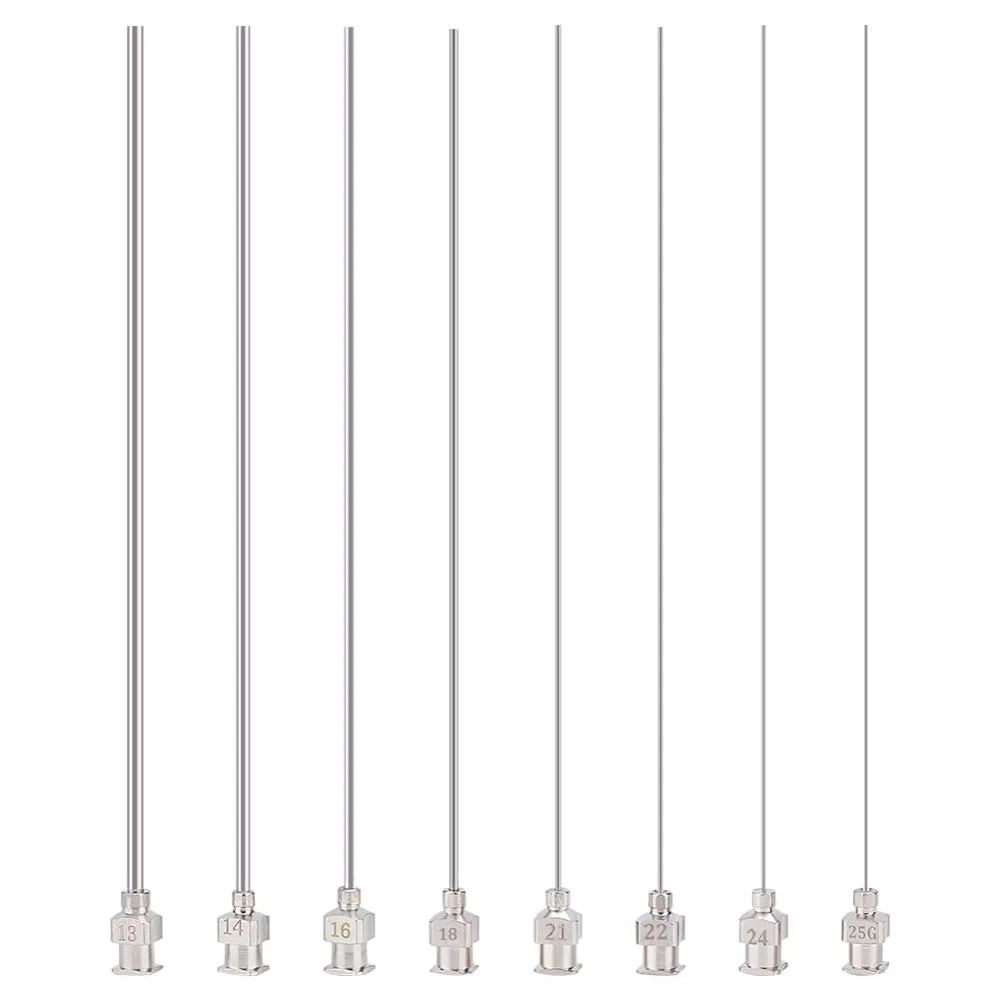 

8 Size 304 Stainless Steel Dispensing Needle, Blunt Tip Glue Bottle Needles with Luer Lock Liquid Dispenser Needle for Refilling