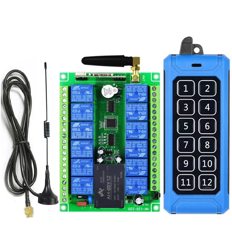 433MHZ 315MHZ AC220V 110V 380V 10A 12Channel  Wireless Remote Control Lighting Switch Industrial Power on and off Home Farm