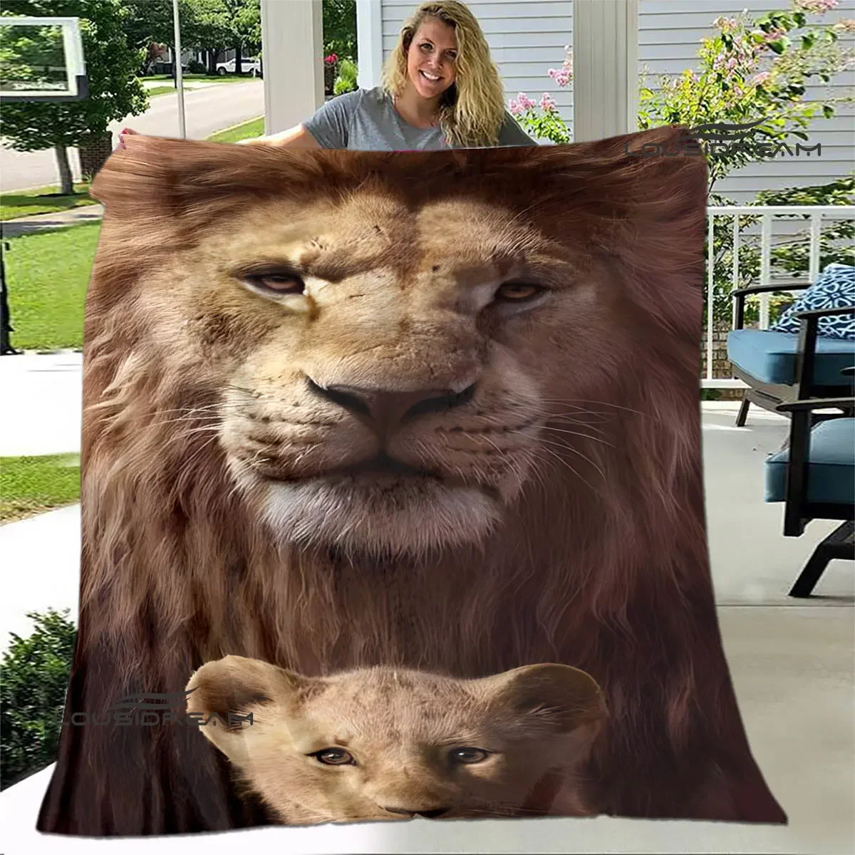 3D Lion Printed Blanket Picnic blanket blankets for beds Flange Warm blanket Home travel blankets bed linings birthday gift