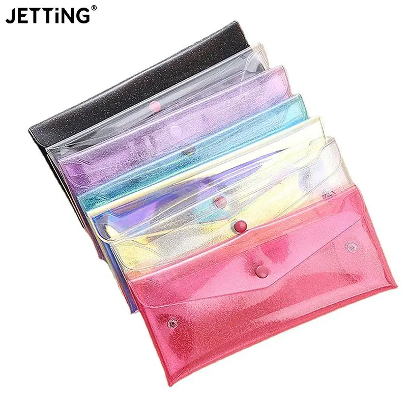 Transparent Laser Cosmetic Bag Makeup Case Coin Pencil Bag Pouch Cute Glitter Pencil Laser Pen Case School Bags For Girls