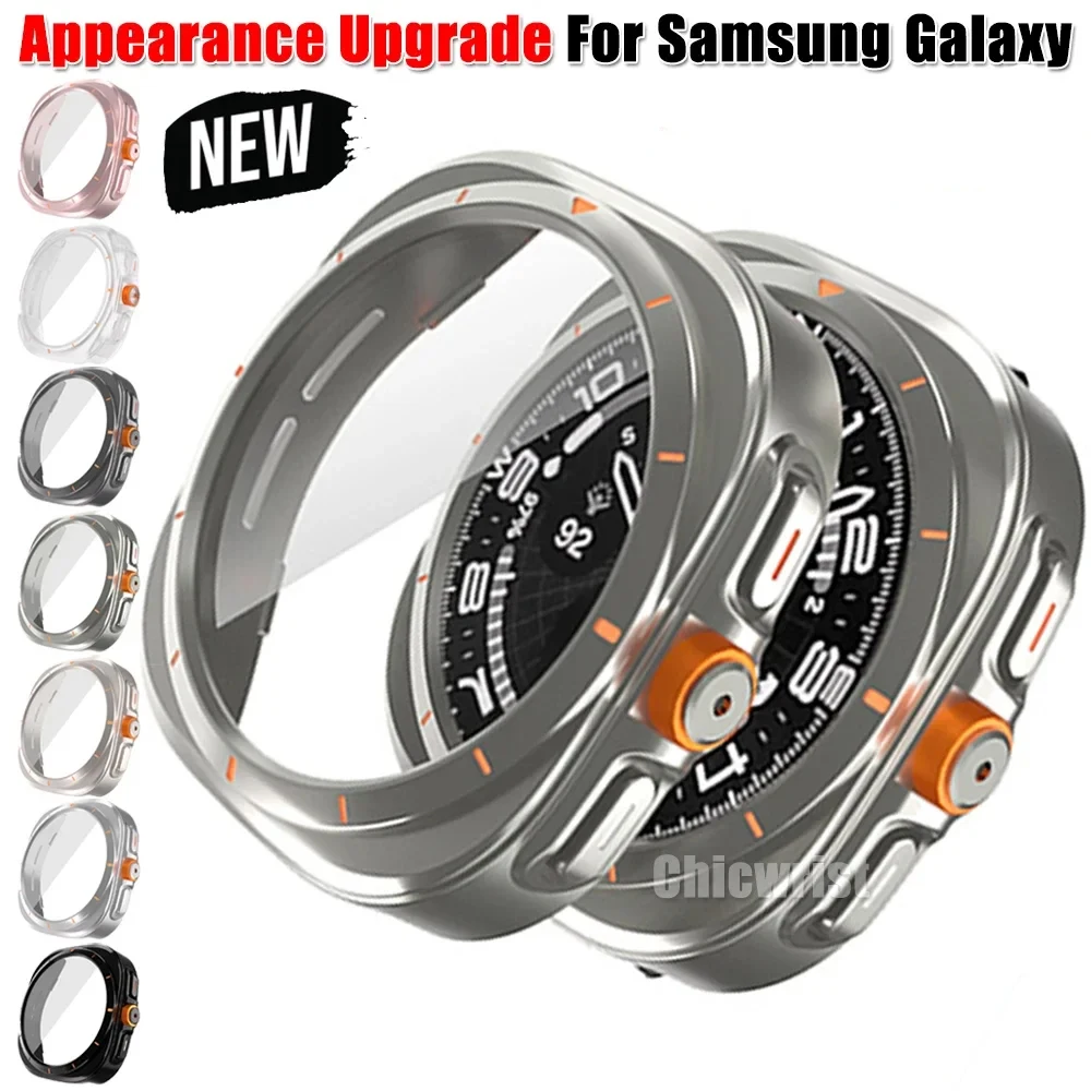 Hot Change To Ultra Case for Samsung Galaxy Watch7 6 40/44mm Upgrade To Galaxy Watch Ultra 47mm Tempered Glass Screen Protector