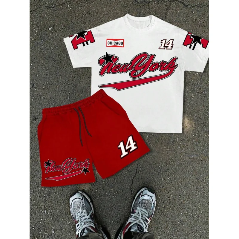 New in Men's Sets Big Size Men's Clothes for Man Complete Summer Man 2 Piece Outfit Set Y2k Tracksuit Fashion Suits Mens Shorts