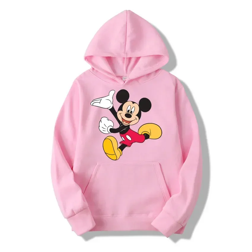 Male Sweatshirts Pocket Anime Mickey Mouse Cartoon Print Long Sleeve Clothing Cozy Streetwear Men Hoodies Autumn Winter Pullover