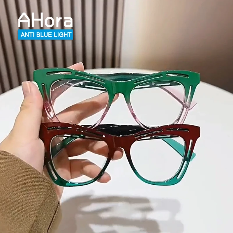 

Ahora 2024 New Oversized Presbyopic Reading Glasses Women Anti Blue Ray Computer Eyeglasses Ladies Trendy Style Eyewear Frame