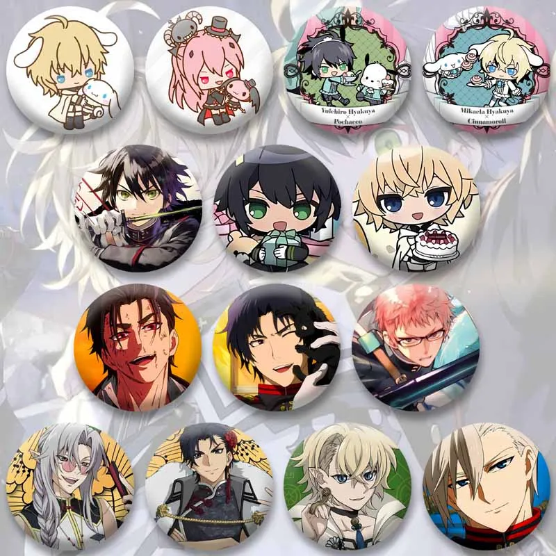 Funny Cartoon Seraph of The End Badge Anime Role Round Brooch on Backpack Clothes Decor Pins Jewelry Accessories Gift for Friend